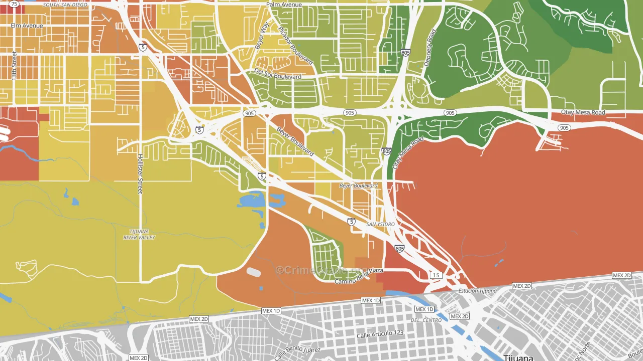 92173, CA Map of Vehicle Theft Rates