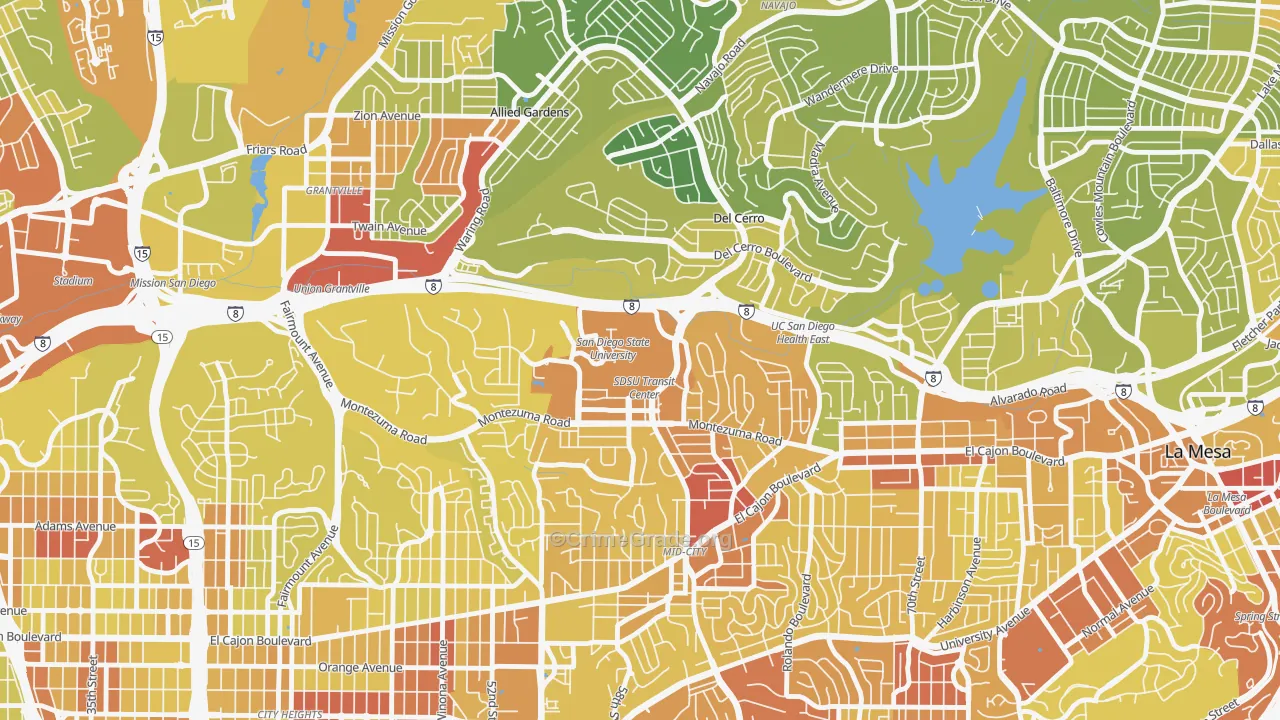 92182, CA Map of Vehicle Theft Rates