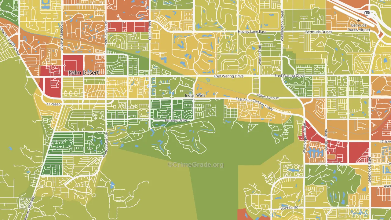 92210, CA Map of Vehicle Theft Rates