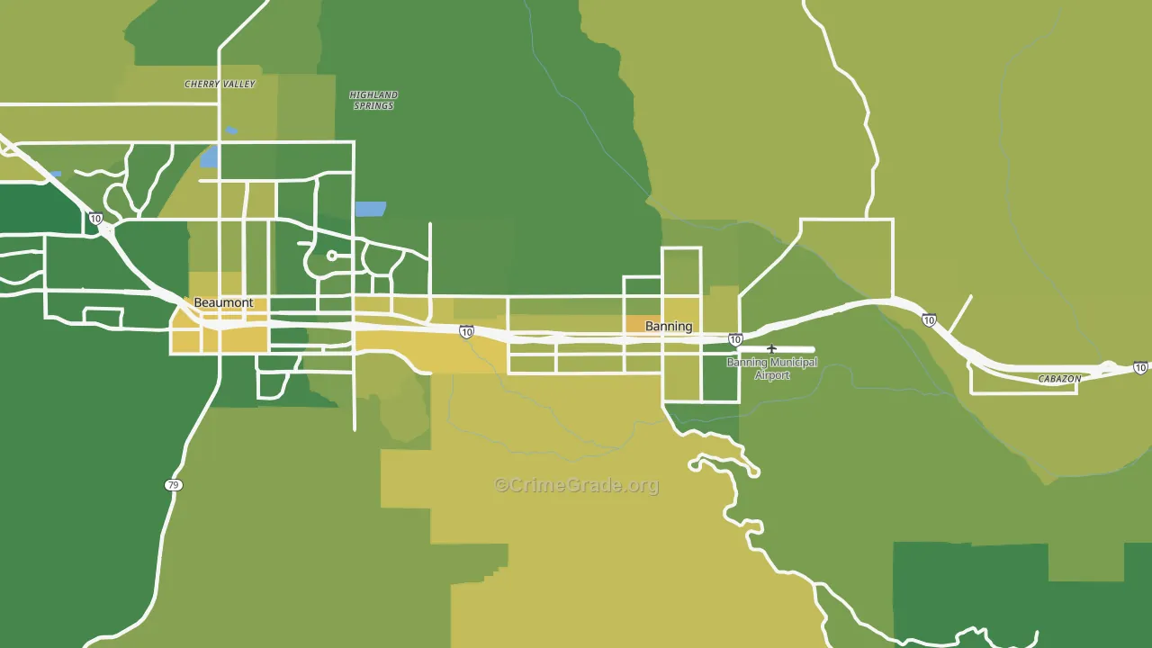 92220, CA Map of Vehicle Theft Rates
