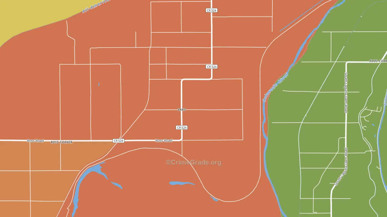 92222, CA Map of Vehicle Theft Rates