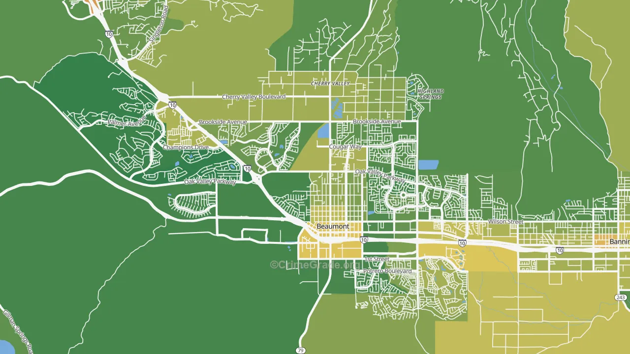 92223, CA Map of Vehicle Theft Rates