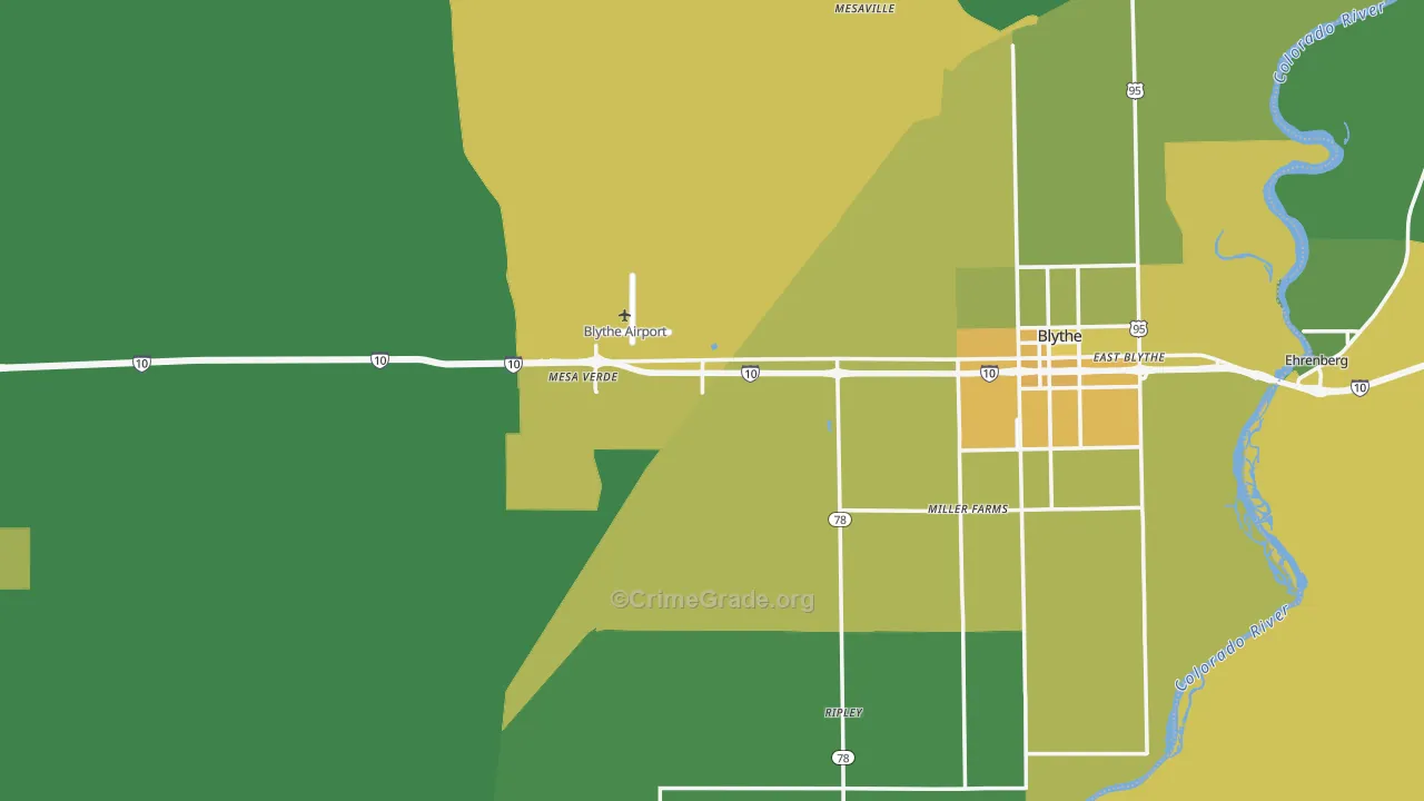 92225, CA Map of Vehicle Theft Rates