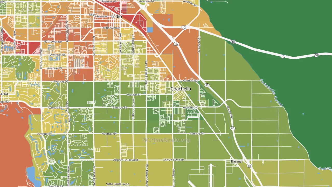 92236, CA Map of Vehicle Theft Rates