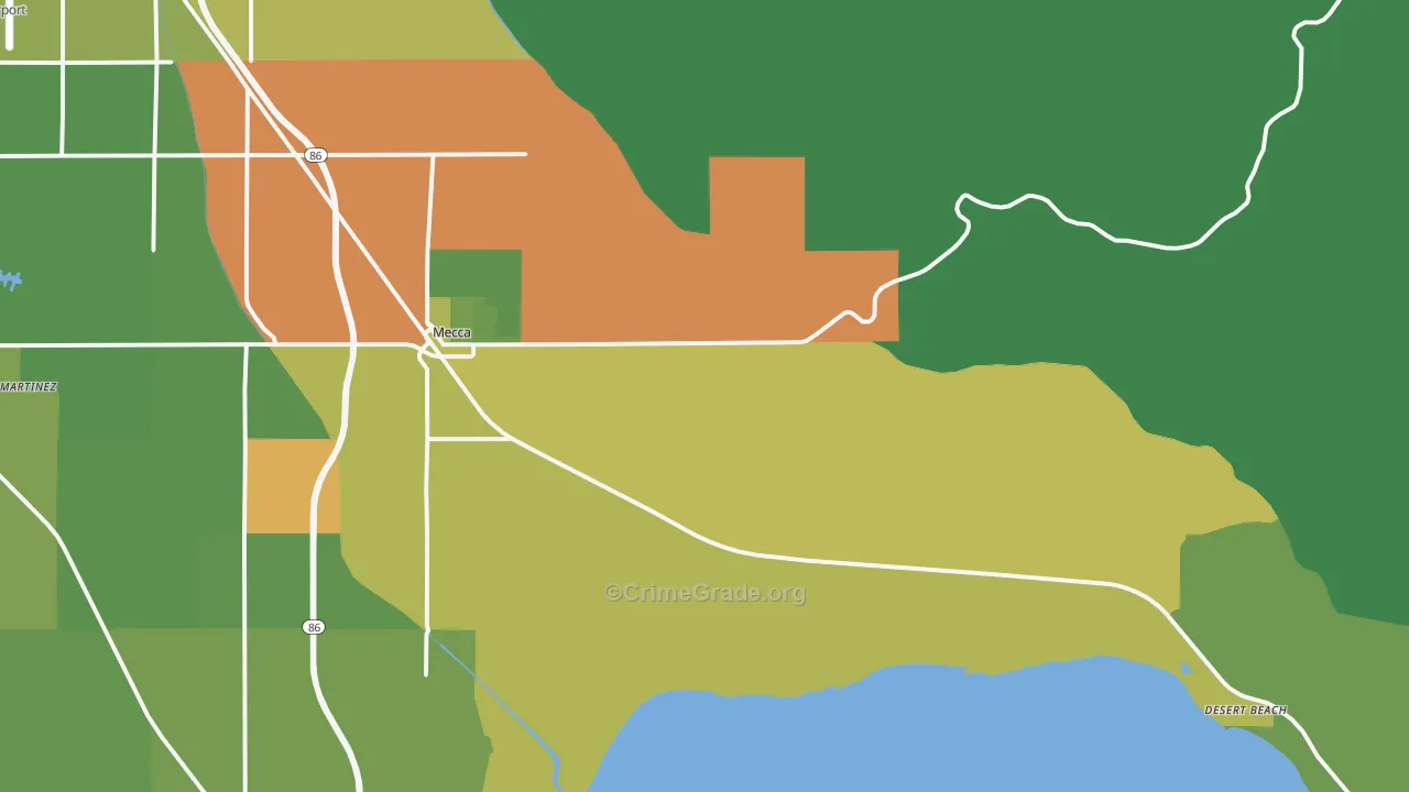 92254, CA Map of Vehicle Theft Rates