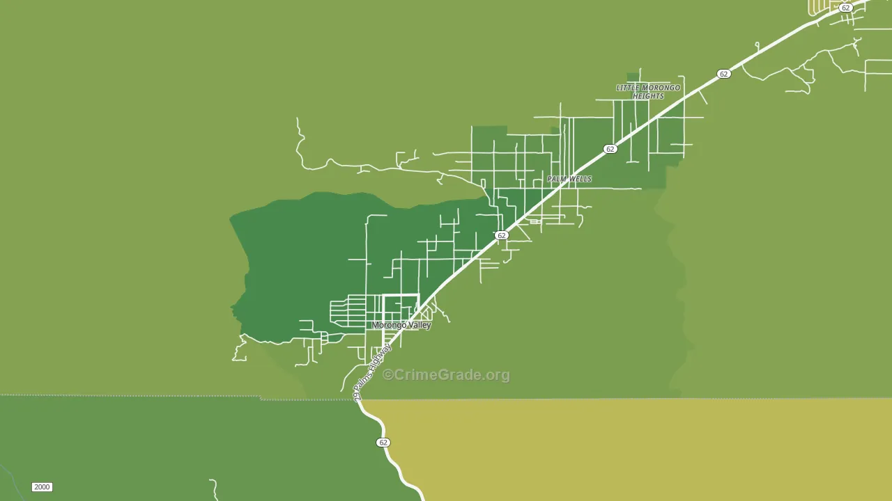 92256, CA Map of Vehicle Theft Rates
