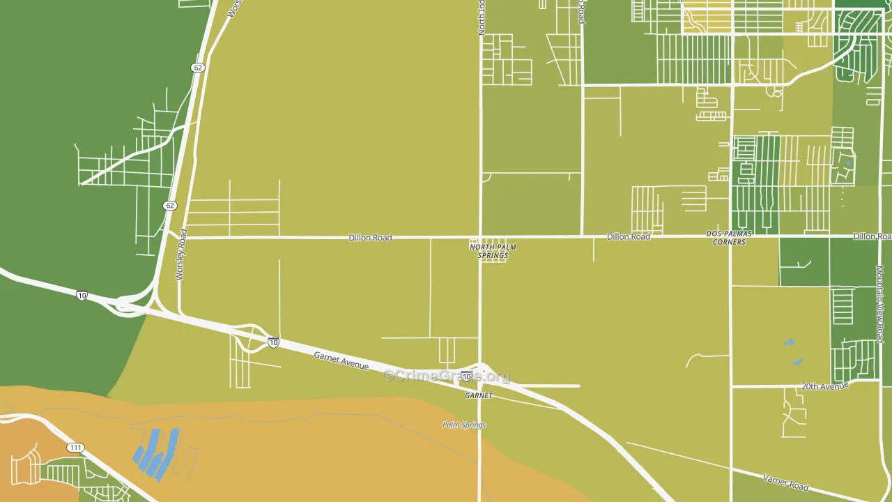 92258, CA Map of Vehicle Theft Rates