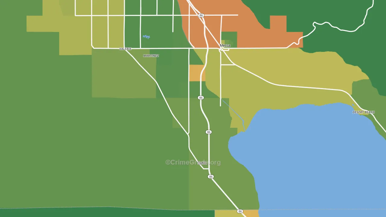92274, CA Map of Vehicle Theft Rates