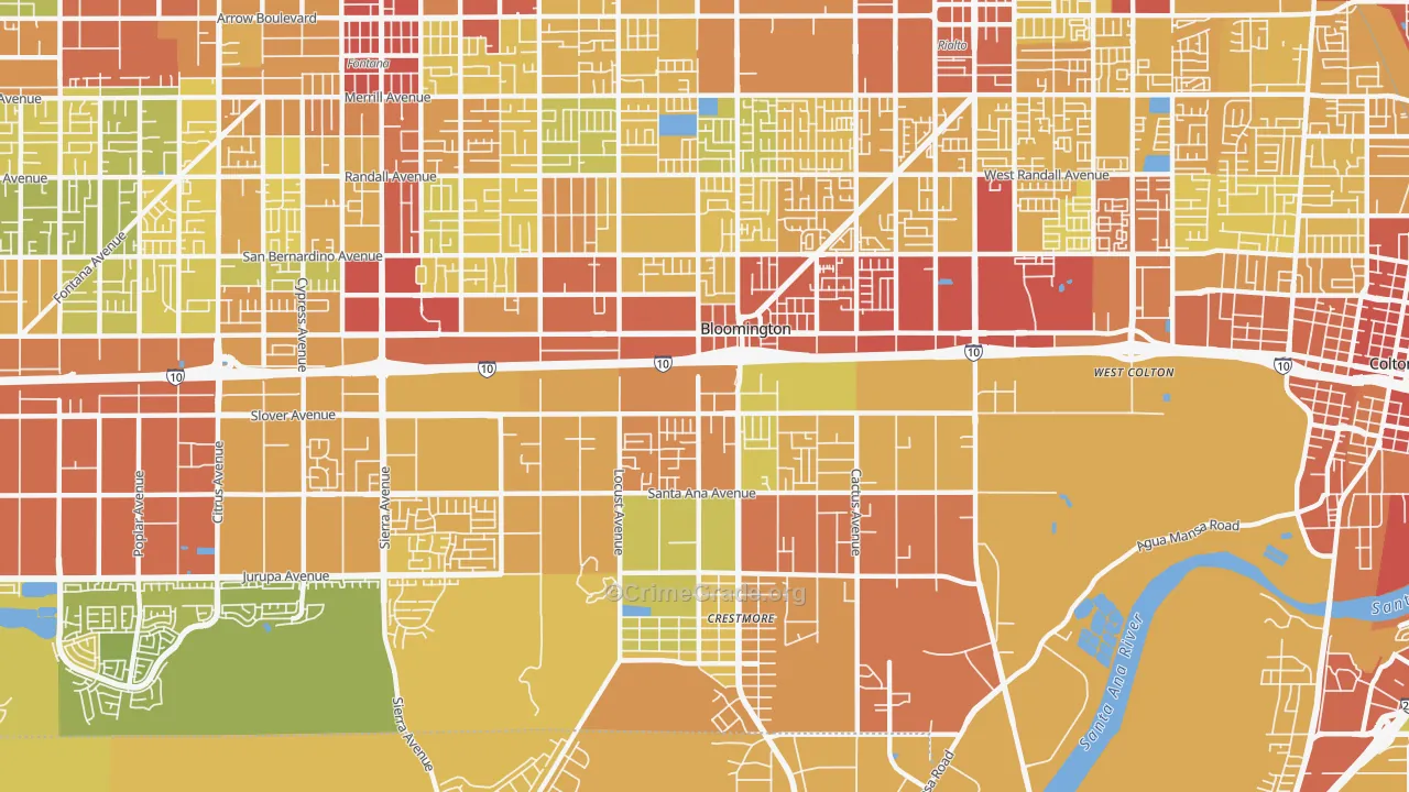92316, CA Map of Vehicle Theft Rates