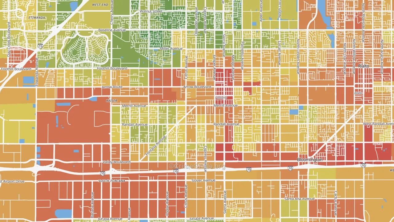 92335, CA Map of Vehicle Theft Rates