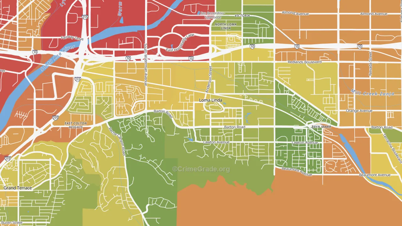 92350, CA Map of Vehicle Theft Rates