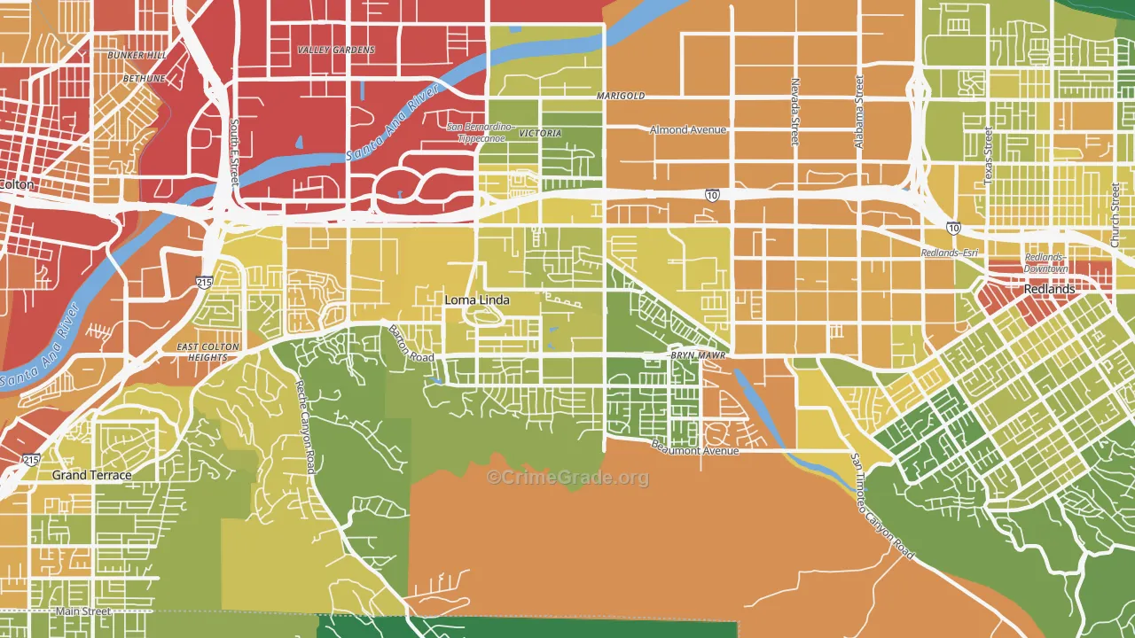 92354, CA Map of Vehicle Theft Rates