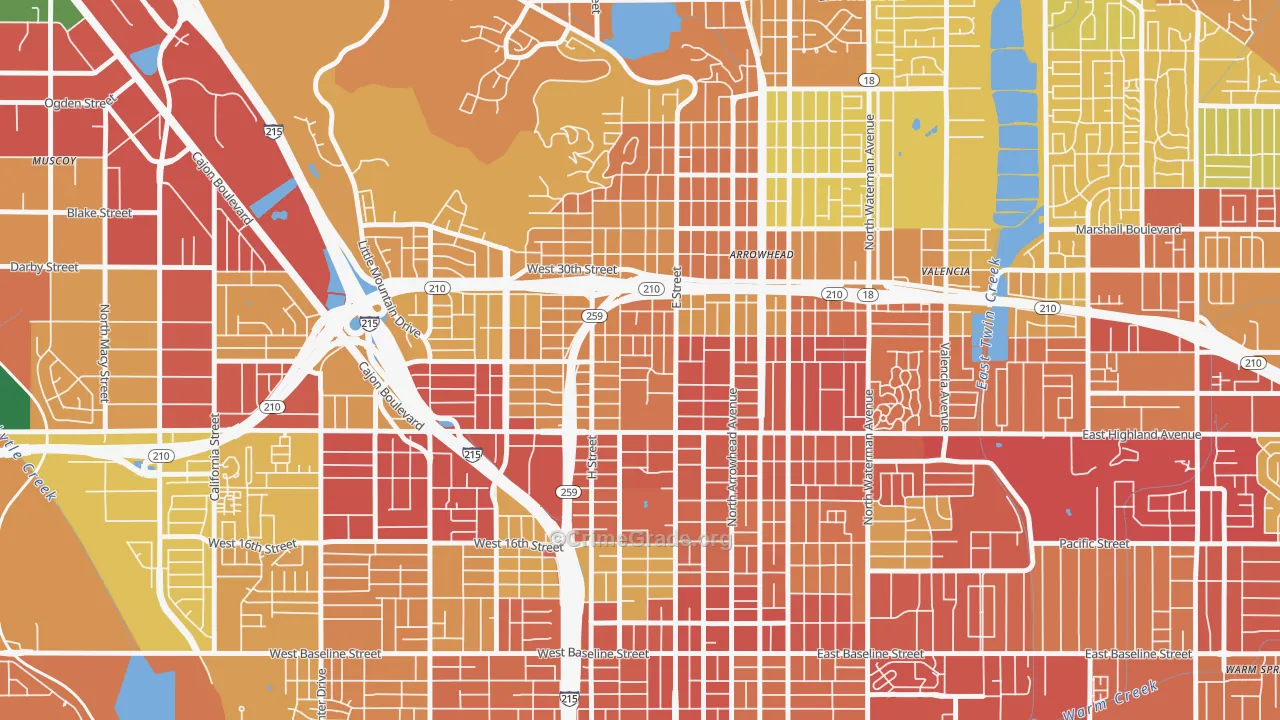 92405, CA Map of Vehicle Theft Rates
