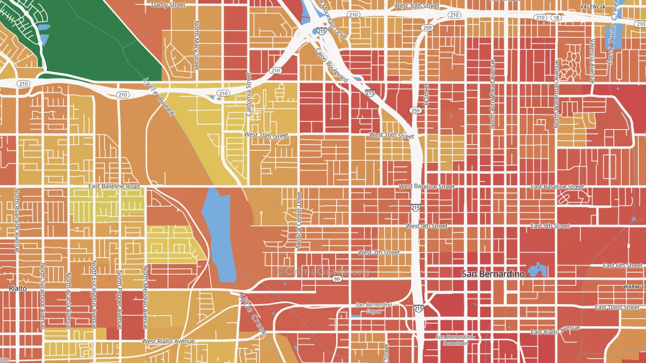 92411, CA Map of Vehicle Theft Rates