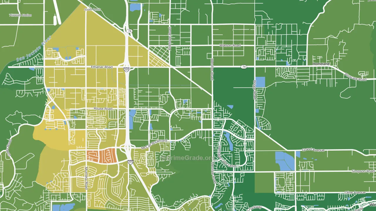 92585, CA Map of Vehicle Theft Rates