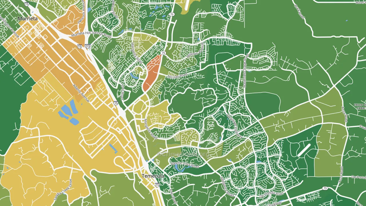 92591, CA Map of Vehicle Theft Rates