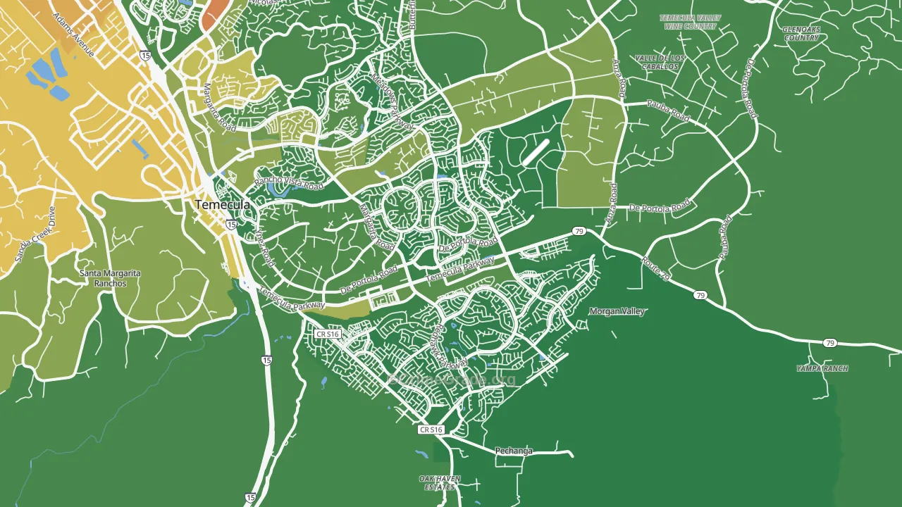 92592, CA Map of Vehicle Theft Rates
