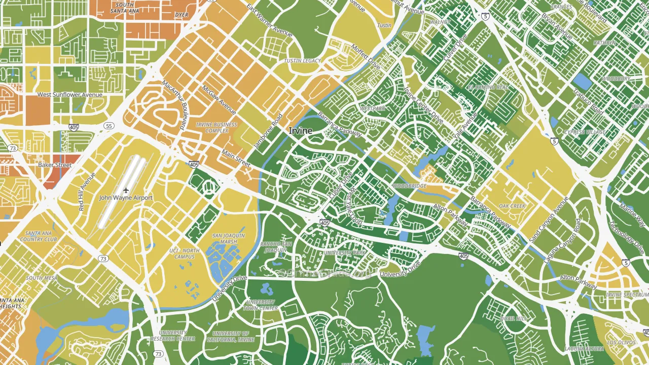 92614, CA Map of Vehicle Theft Rates