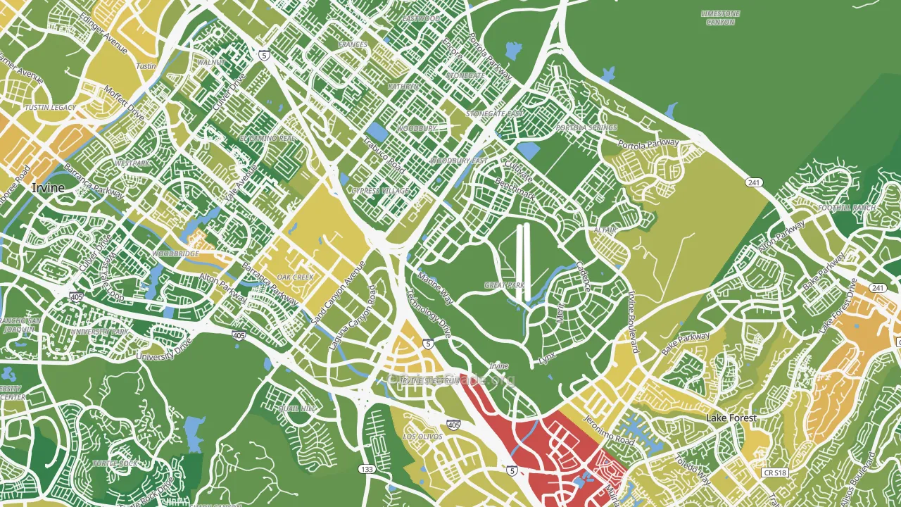 92618, CA Map of Vehicle Theft Rates