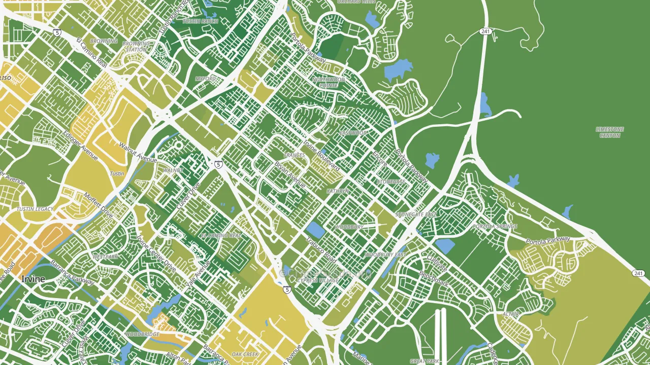 92620, CA Map of Vehicle Theft Rates