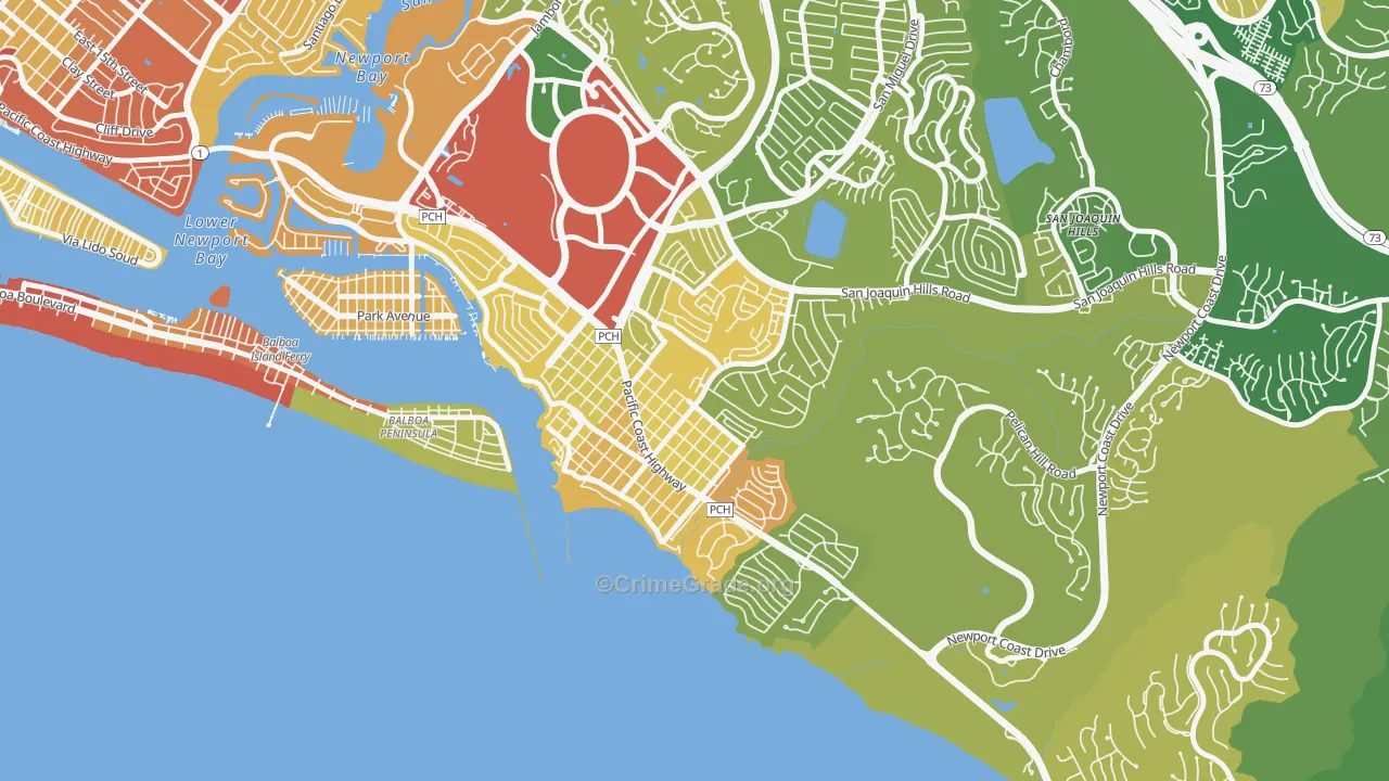 92625, CA Map of Vehicle Theft Rates