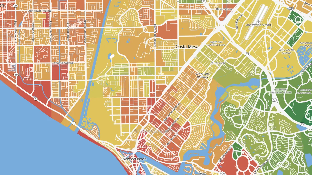 92627, CA Map of Vehicle Theft Rates