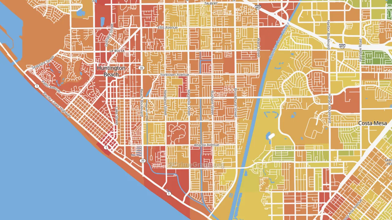 92646, CA Map of Vehicle Theft Rates