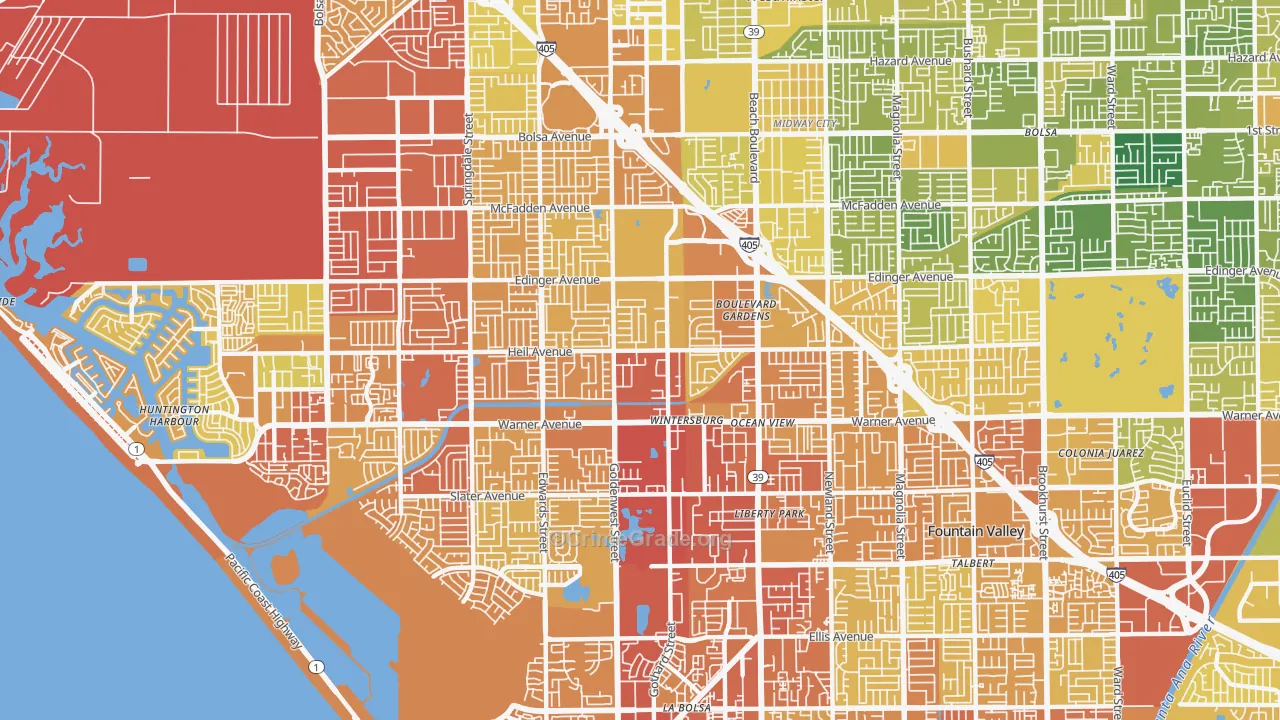 92647, CA Map of Vehicle Theft Rates
