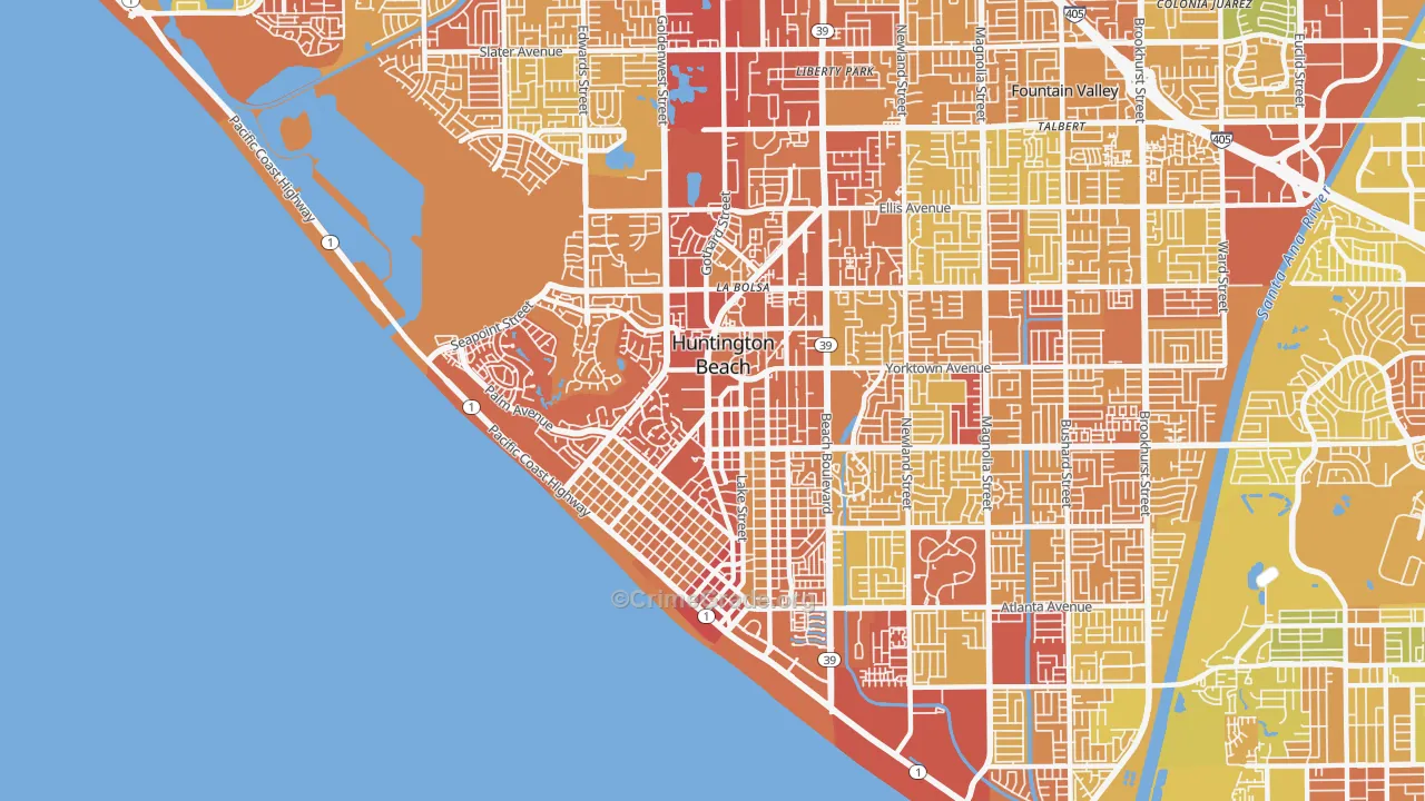 92648, CA Map of Vehicle Theft Rates