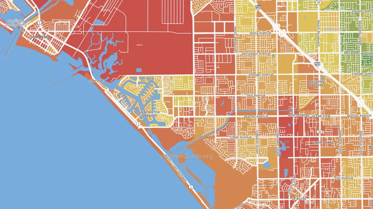 92649, CA Map of Vehicle Theft Rates