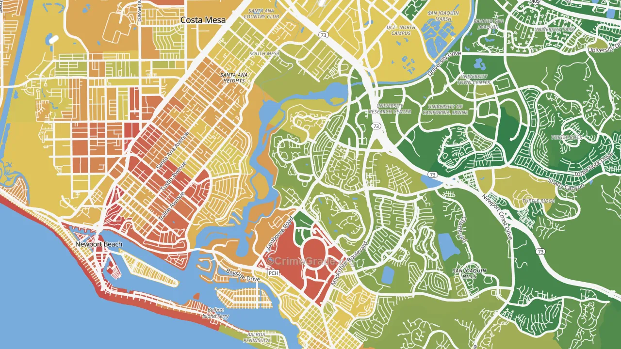 92660, CA Map of Vehicle Theft Rates