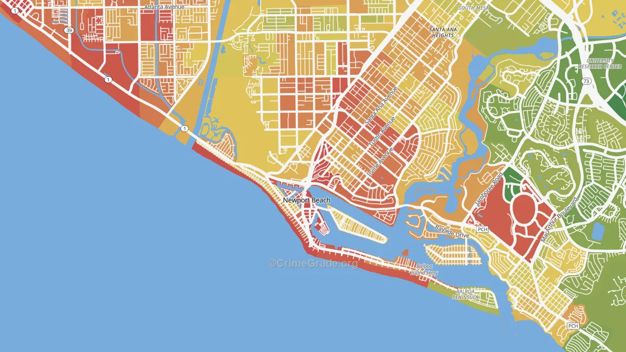 92663, CA Map of Vehicle Theft Rates