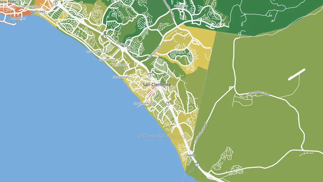 92672, CA Map of Vehicle Theft Rates