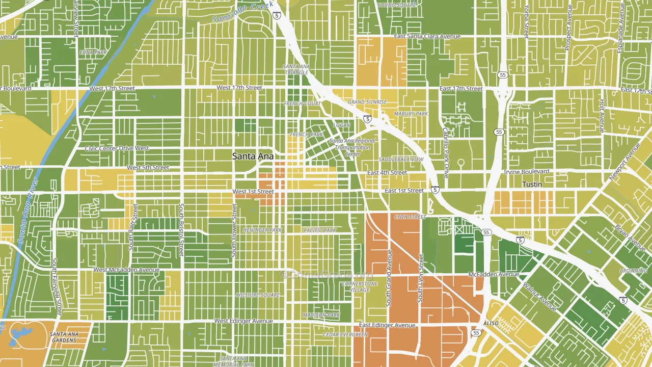 92701, CA Map of Vehicle Theft Rates