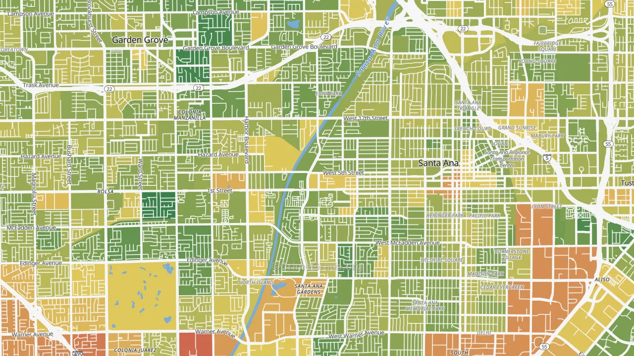 92703, CA Map of Vehicle Theft Rates