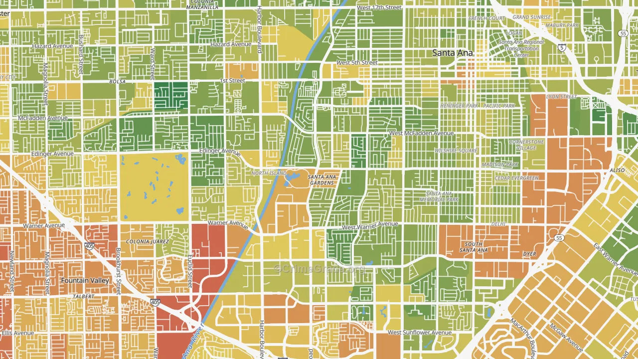 92704, CA Map of Vehicle Theft Rates