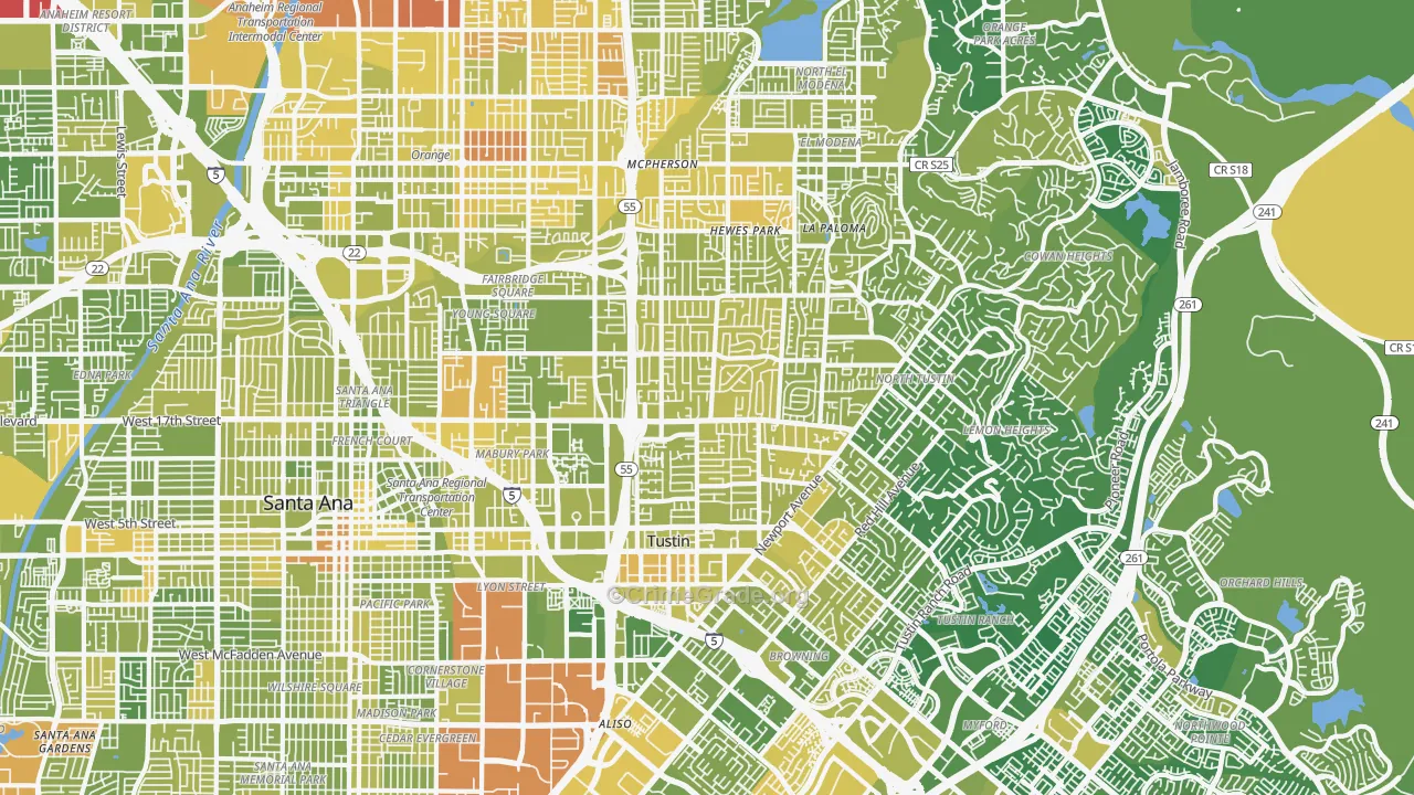 92705, CA Map of Vehicle Theft Rates