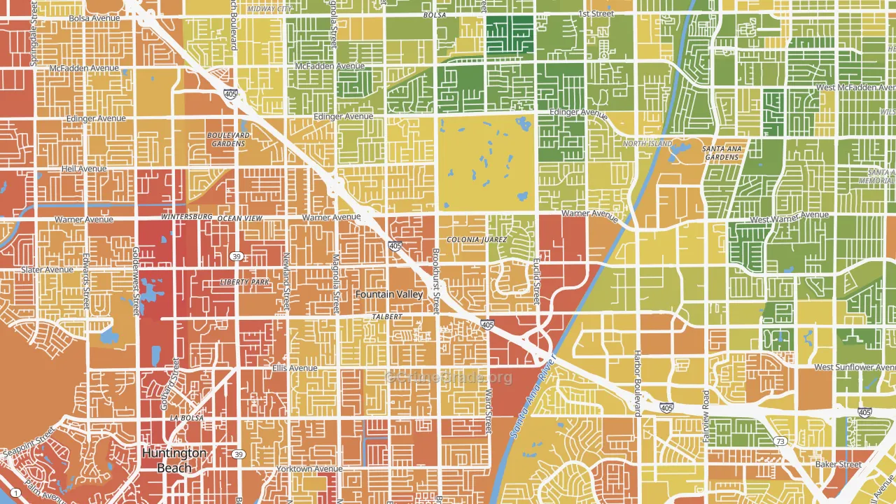 92708, CA Map of Vehicle Theft Rates