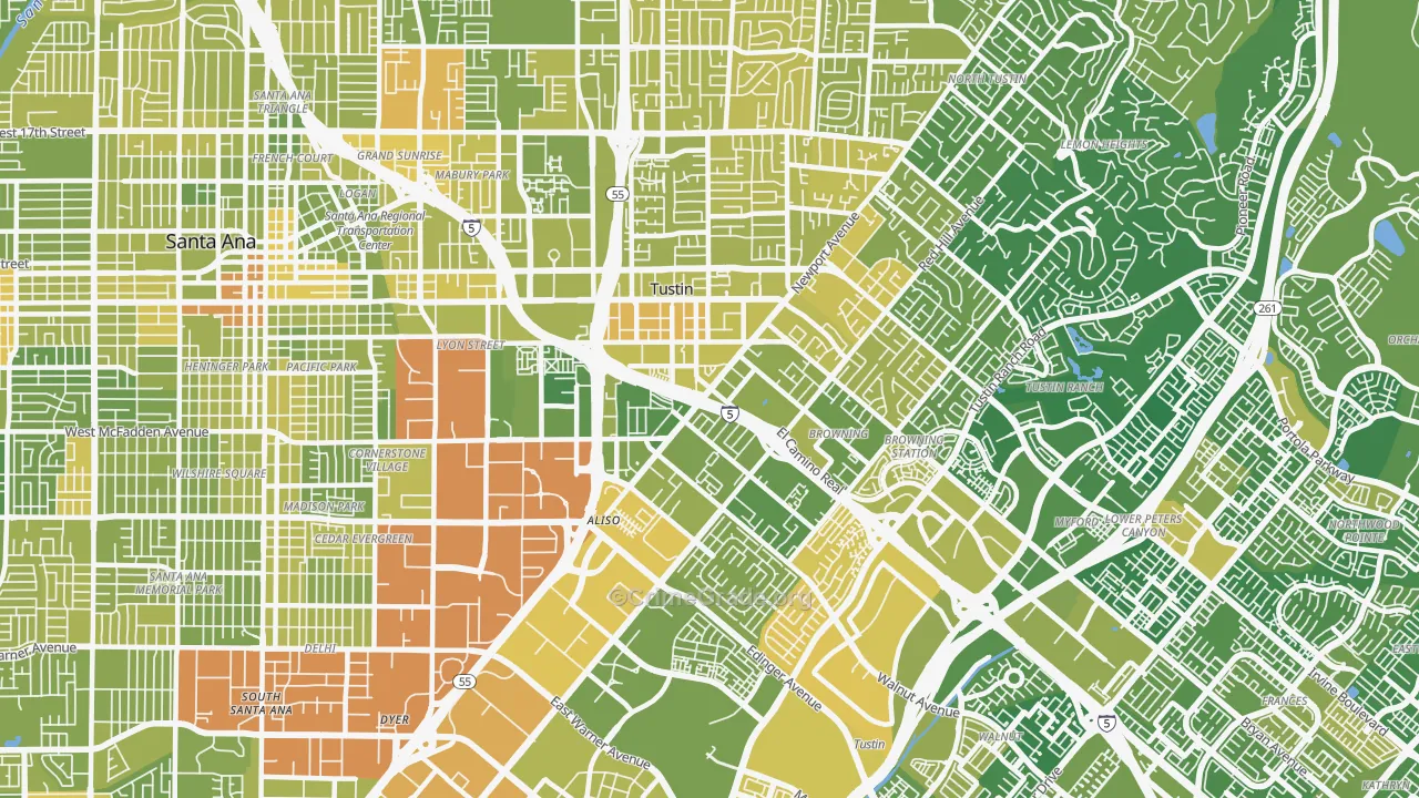 92780, CA Map of Vehicle Theft Rates