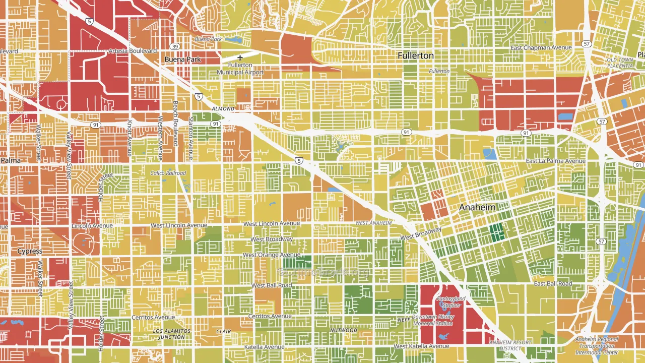 92801, CA Map of Vehicle Theft Rates