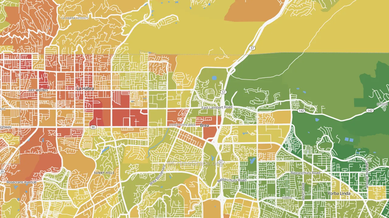 92821, CA Map of Vehicle Theft Rates