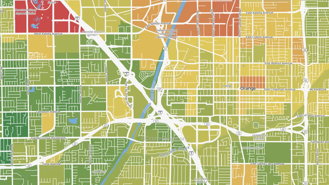 92868, CA Map of Vehicle Theft Rates