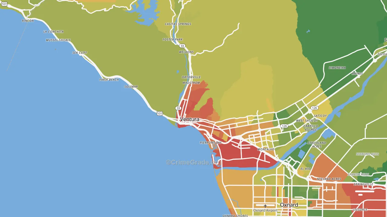 93001, CA Map of Vehicle Theft Rates