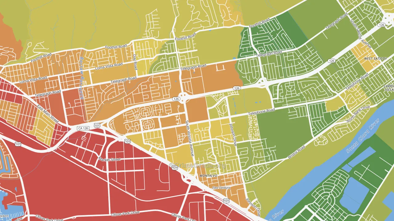 93009, CA Map of Vehicle Theft Rates