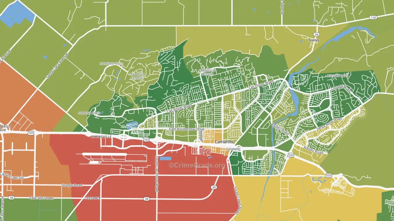 93010, CA Map of Vehicle Theft Rates