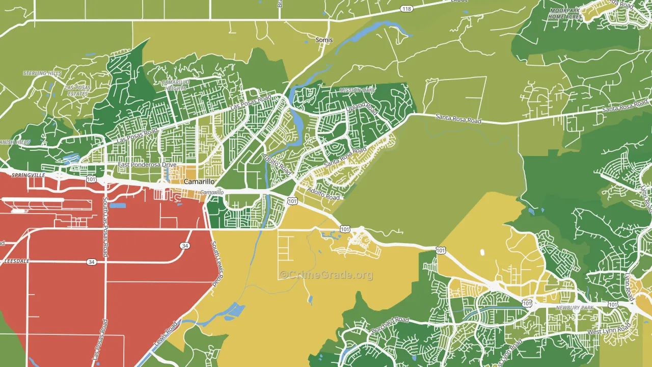 93012, CA Map of Vehicle Theft Rates