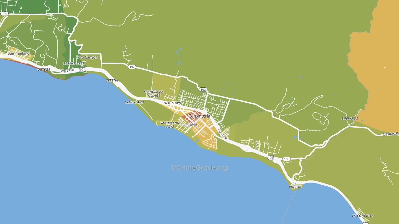 93013, CA Map of Vehicle Theft Rates