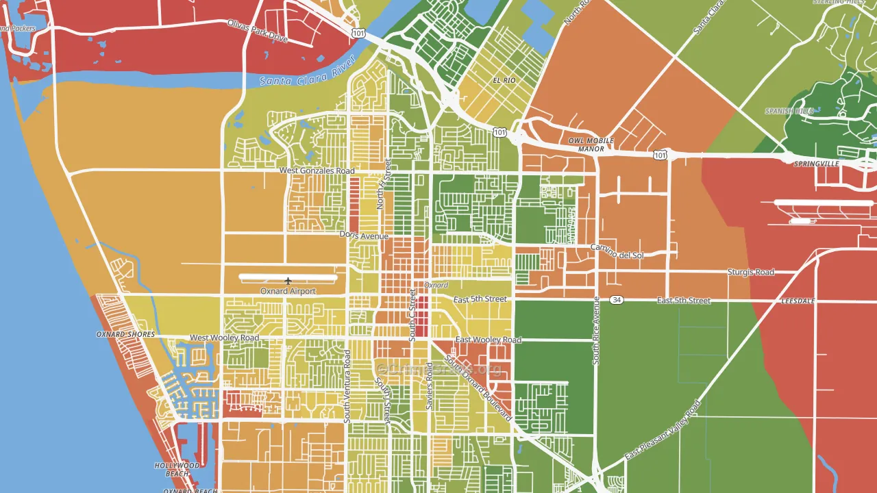 93030, CA Map of Vehicle Theft Rates