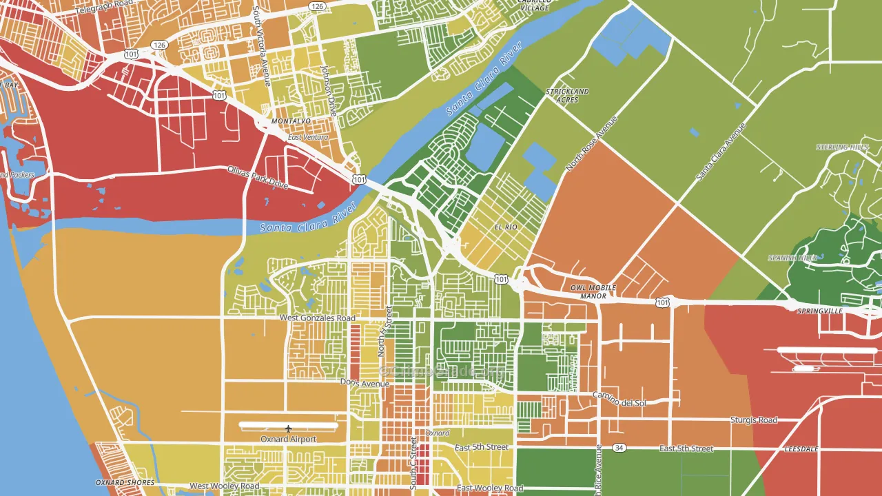 93036, CA Map of Vehicle Theft Rates