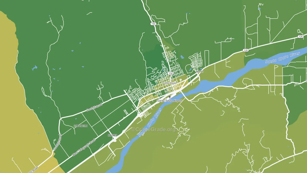93060, CA Map of Vehicle Theft Rates